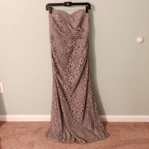 David’s Bridal Grey Strapless Bridesmaids Dress